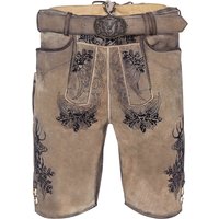 Lederhose kurz mit Gürtel hellbraun-schwarz Elvis 002420 ~ 44