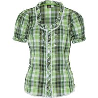 Trachtenbluse kurzarm grün kariert Stretch 002618 ~ 34