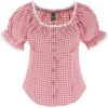 Trachtenbluse mit Karomuster ~ rot ~ 36