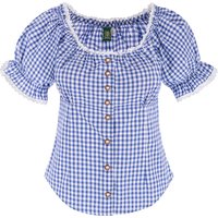 Trachtenbluse mit Karomuster ~ 34 ~ blau