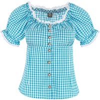 Trachtenbluse mit Karomuster ~ 34 ~ türkis