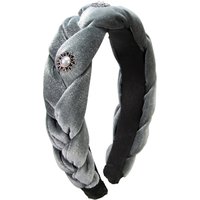 Samt Haarreif mit Perlen ~ grau