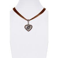 Collier mit Herzanhänger & Edelweiß 102293 ~ braun