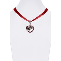 Collier mit Herzanhänger & Edelweiß 102293 ~ dunkelrot