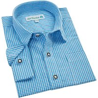 Kinder Trachtenhemd langarm blau kariert 003545 ~ 116