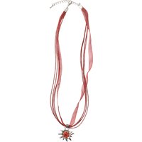 Collier mit Edelweissanhänger 000157 ~ dunkelrot