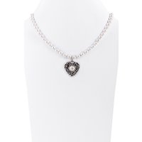 Kinder Perlencollier mit Strass-Herz ~ weiß
