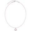 Kinder Perlencollier mit Strass-Herz 003975 ~ rosa