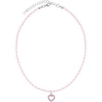 Kinder Perlencollier mit Strass-Herz 003975 ~ rosa
