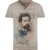 Trachtenshirt taupe mit König Ludwig Aufdruck 004316 ~ 3XL