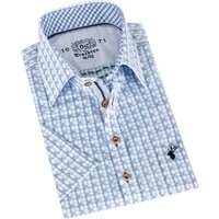 Trachtenhemd hellblau kariert (slim fit) ~ 36