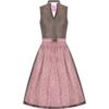 Midi Dirndl 65cm braun gemustert altrosa Nadia 005610 ~ 34