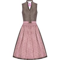 Midi Dirndl 65cm braun gemustert altrosa Nadia 005610 ~ 34