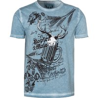 Trachtenshirt kurzarm hellblau 'Hopfen & Malz' 007626 ~ S