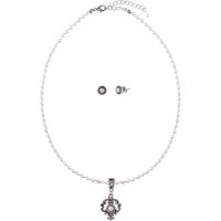 Schmuckset Perlencollier & Ohrstecker cremeweiß 007737