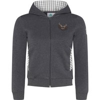 Kinder Kapuzen-Sweatjacke anthrazit mit Hirschstickerei Ben 007991 ~ 104