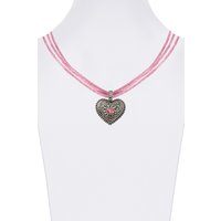 Trachtencollier mit Herzanhänger verschiedenfarbig 008416 ~ rosa