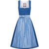 Dirndl lang 85 cm blau hellblau gemustert mit Brosche Dina 009193 ~ 42