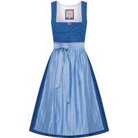 Dirndl lang 85 cm blau hellblau gemustert mit Brosche Dina 009193 ~ 42