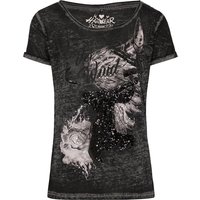 Trachtenshirt schwarz meliert mit Pailletten Thordis 009430 ~ L