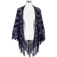 Poncho dunkelblau handgehäkelt 009930