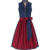 Midi Dirndl 65 cm blau rot Tanja 010074 ~ 32