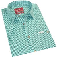 Trachtenhemd kurzarm dunkelgrün kariert Andy 010271 ~ 3XL