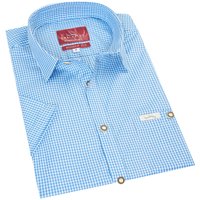 Trachtenhemd kurzarm hellblau kariert Andy 010272 ~ 3XL
