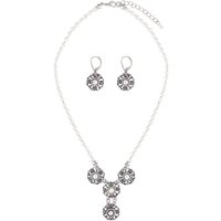 Schmuckset Perlencollier & Ohrhänger creme silber 011355
