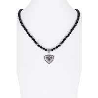 Collier verschiedenfarbig mit Glasperlen und Herzanhänger 011505 ~ hellblau