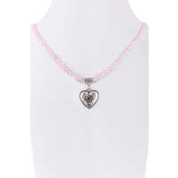 Collier verschiedenfarbig mit Glasperlen und Herzanhänger 011505 ~ rosa