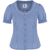Trachtenbluse kurzarm blau kariert Neumühl 011517 ~ 32