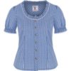 Trachtenbluse kurzarm blau kariert Neumühl 011517 ~ 32