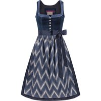 Midi Dirndl 70 cm blau grau Samt Amalia 015906 - limitiert ~ 36