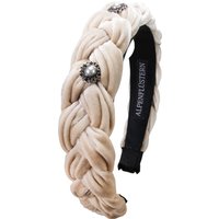 Samt Haarreif mit Perlen ~ beige