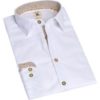 Trachtenhemd langarm weiß braun Stretch 011929 - slim fit ~ XXL