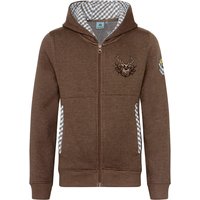 Kinder Kapuzen-Sweatjacke braun mit Hirschstickerei Ben 013487 ~ 86