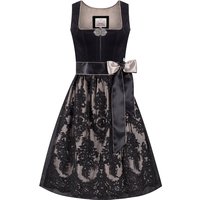 Midi Dirndl 65 cm schwarz taupe Samt Greta 014459 ~ 32
