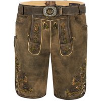 Lederhose (große Größen) kurz mit Gürtel braun grün Chris 015052 ~ 29
