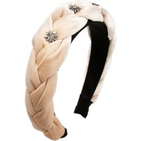 Samt Haarreif mit Strass-Edelweiß ~ beige