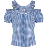 Trachtenbluse kurzarm blau kariert Niersbach 016376 ~ 40