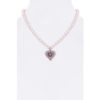 Perlencollier mit Herzanhänger und Edelweiß 000143 ~ rosa