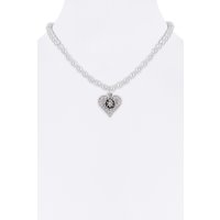 Perlencollier mit Herzanhänger und Edelweiß 000143 ~ weiß