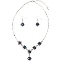 Schmuckset - Collier & Ohranhänger 000160 ~ dunkelblau