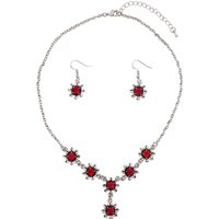 Schmuckset - Collier & Ohranhänger 000160 ~ rot