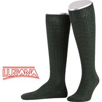 Trachten Kniestrümpfe mit Zopfmuster (Merino) ~ 40-41 ~ dunkelgrün