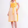 Midi Dirndl 65 cm gelb weiß Lisanne 014968 ~ 34