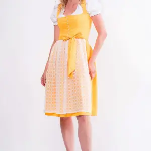 Midi Dirndl 65 cm gelb weiß Lisanne 014968 ~ 34