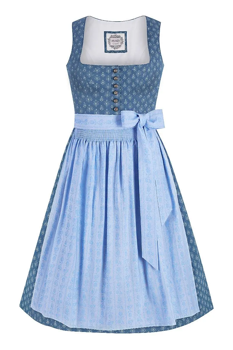 Midi Dirndl 65 cm blau hellblau Hilda 015072 ~ 38