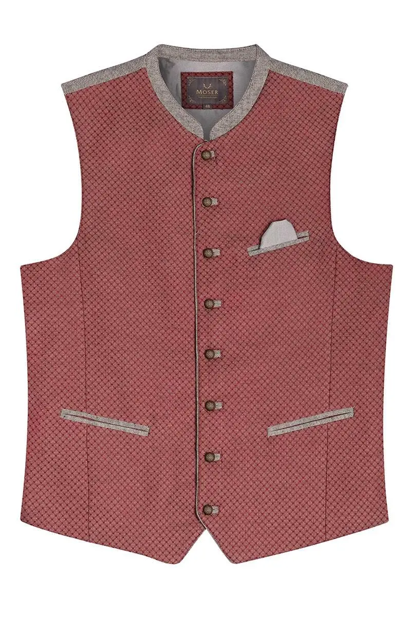 Trachtenweste rot grau gemustert Marco 014977 ~ 46